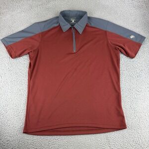 Mountain Hardwear Shirt Mens Large Red Gray Polo‎ 1/4 Zip Pullover Performance